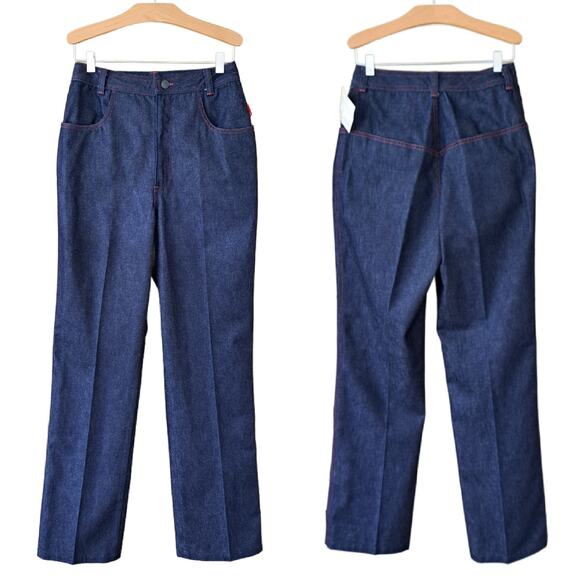 New Vintage 80s HALSTON III Denim Pants Straight Leg Jeans Dark Wash Hight Waist - Picture 1 of 15